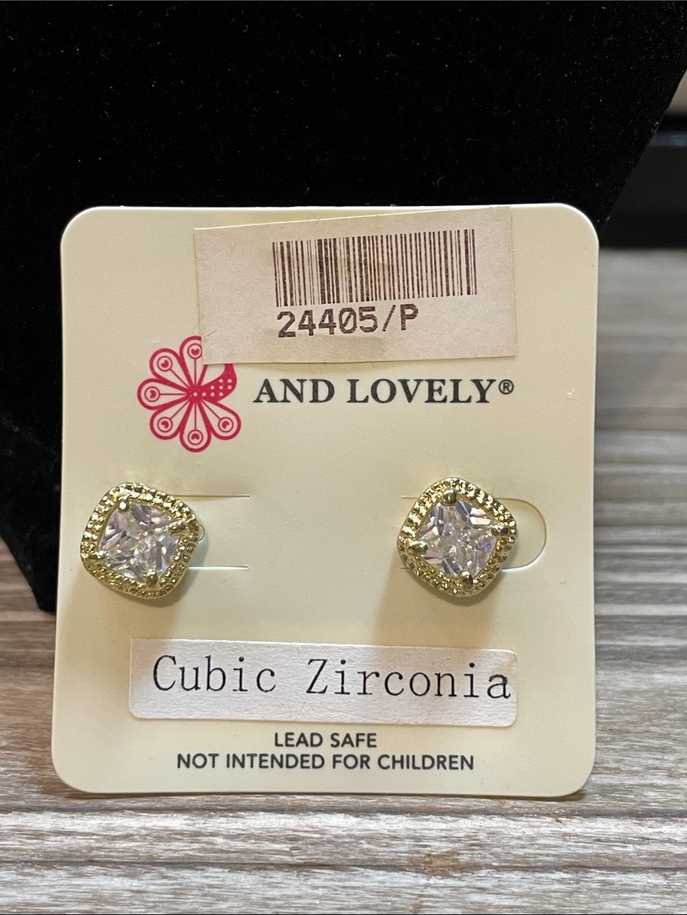 And Lovely Gold Cubic Zirconia Cushion Stud Earrings